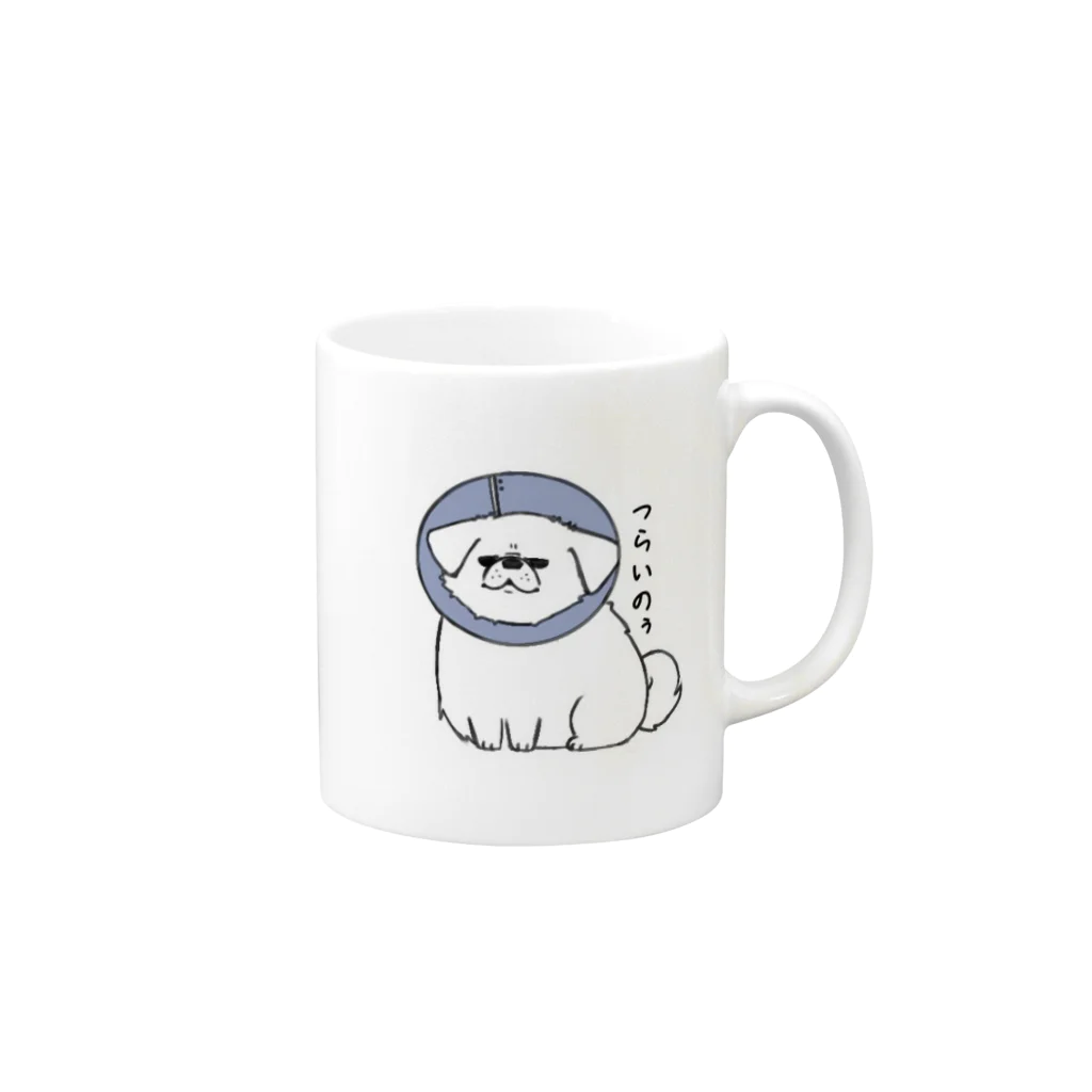 ぺき好きの不満顔のペキニーズさん Mug :right side of the handle