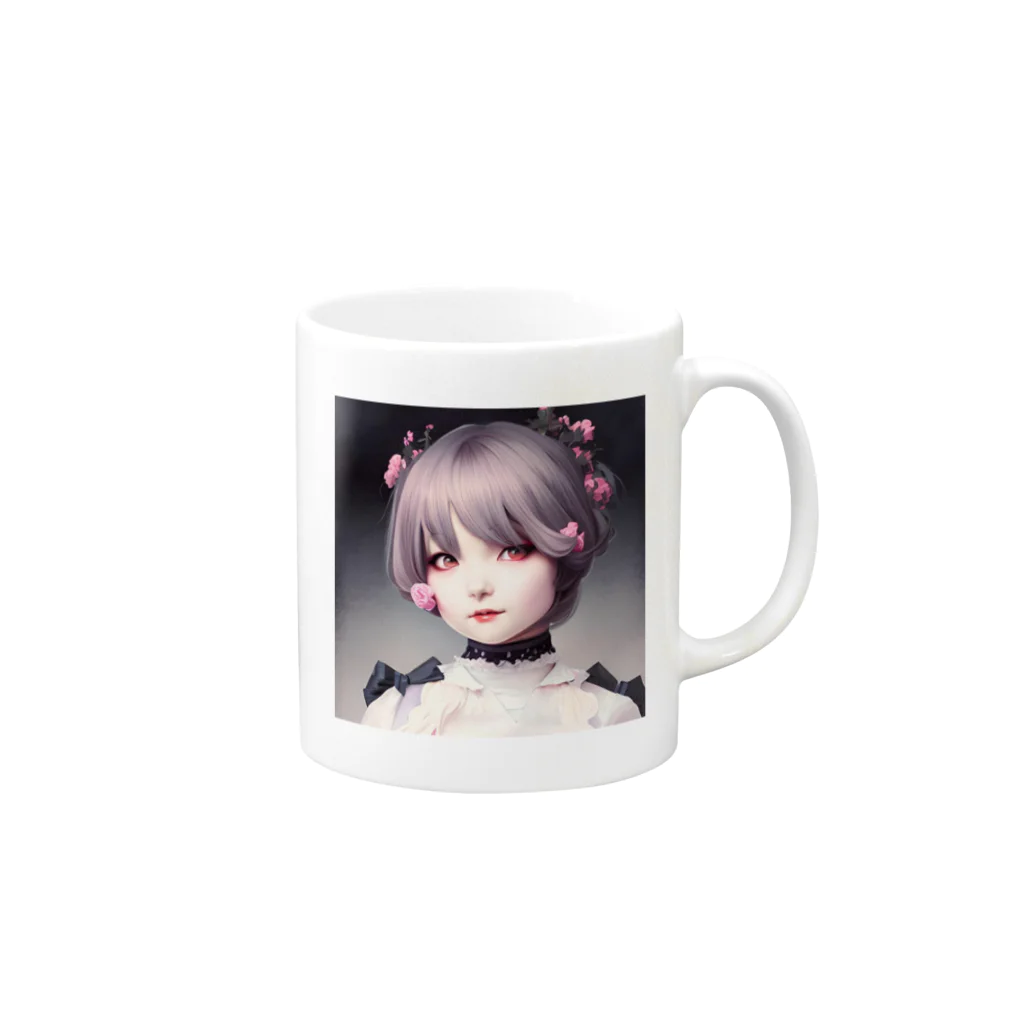 ✡️　オリジナル妖怪グッズのゴスロリシリーズ Mug :right side of the handle