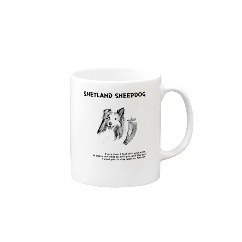 onehappinessのシェルティ　イラスト　forever Mug :right side of the handle
