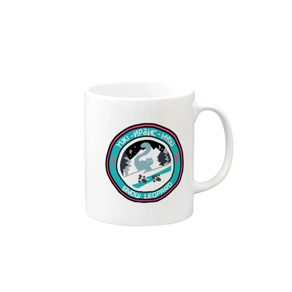 BIPEDAL WOLF🐾のWhite Fluffy - Snow Leopard  Mug :right side of the handle