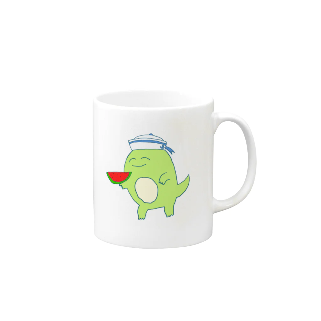 影戸🍉のトカゲ夏バージョン Mug :right side of the handle