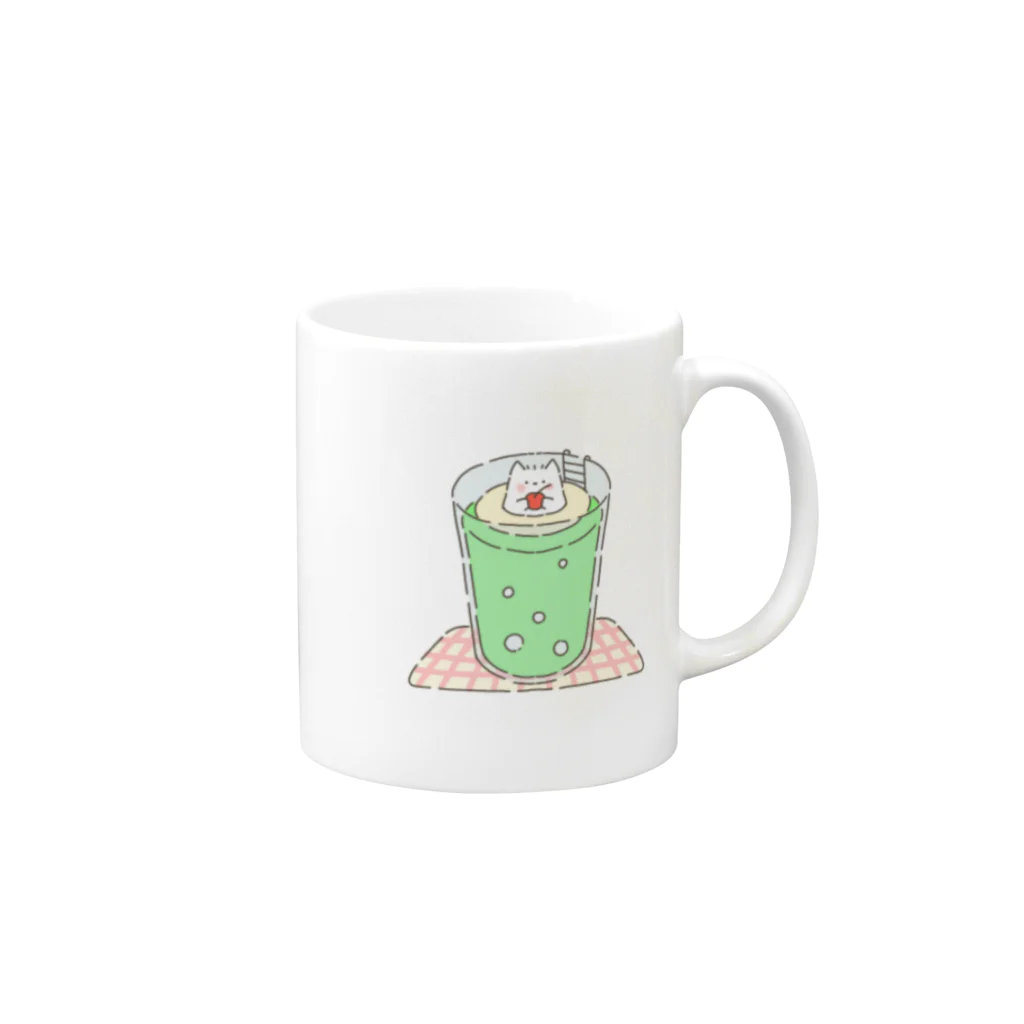 ぱ！のふわふわねこ クリームソーダ Mug :right side of the handle