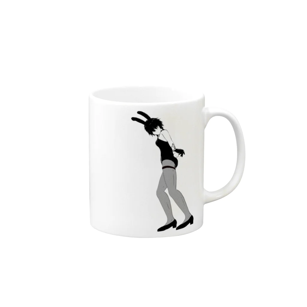 富羽彩絵の兎年　バニー網タイツ　ストッキング脚足フェチ　sm　Fishnet tights Mug :right side of the handle