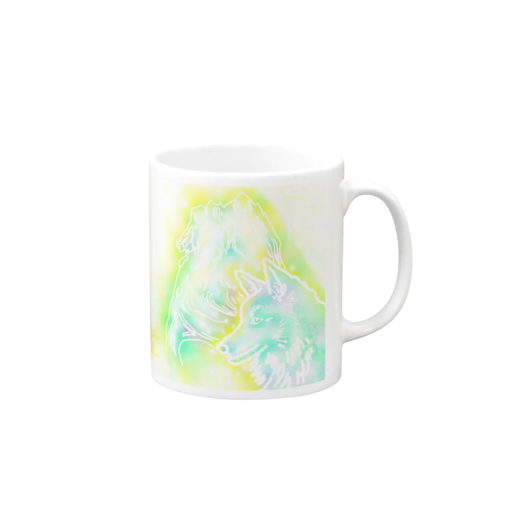 かおちゃんショップのナナイロオオカミさんマグカップ Mug :right side of the handle