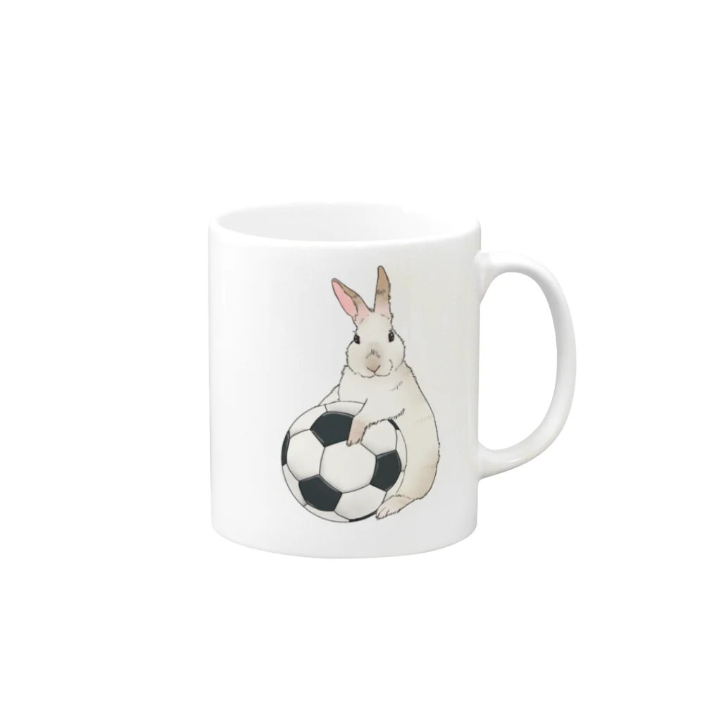 むぎのむぎウサッカー Mug :right side of the handle