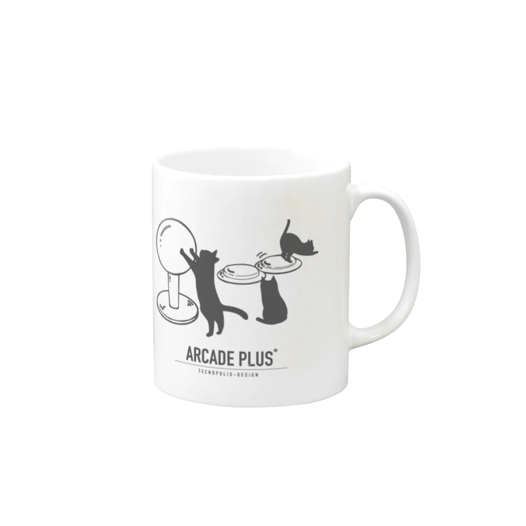 テクノポリスデザインのコンパネ猫（ARCADE_PLUS） Mug :right side of the handle