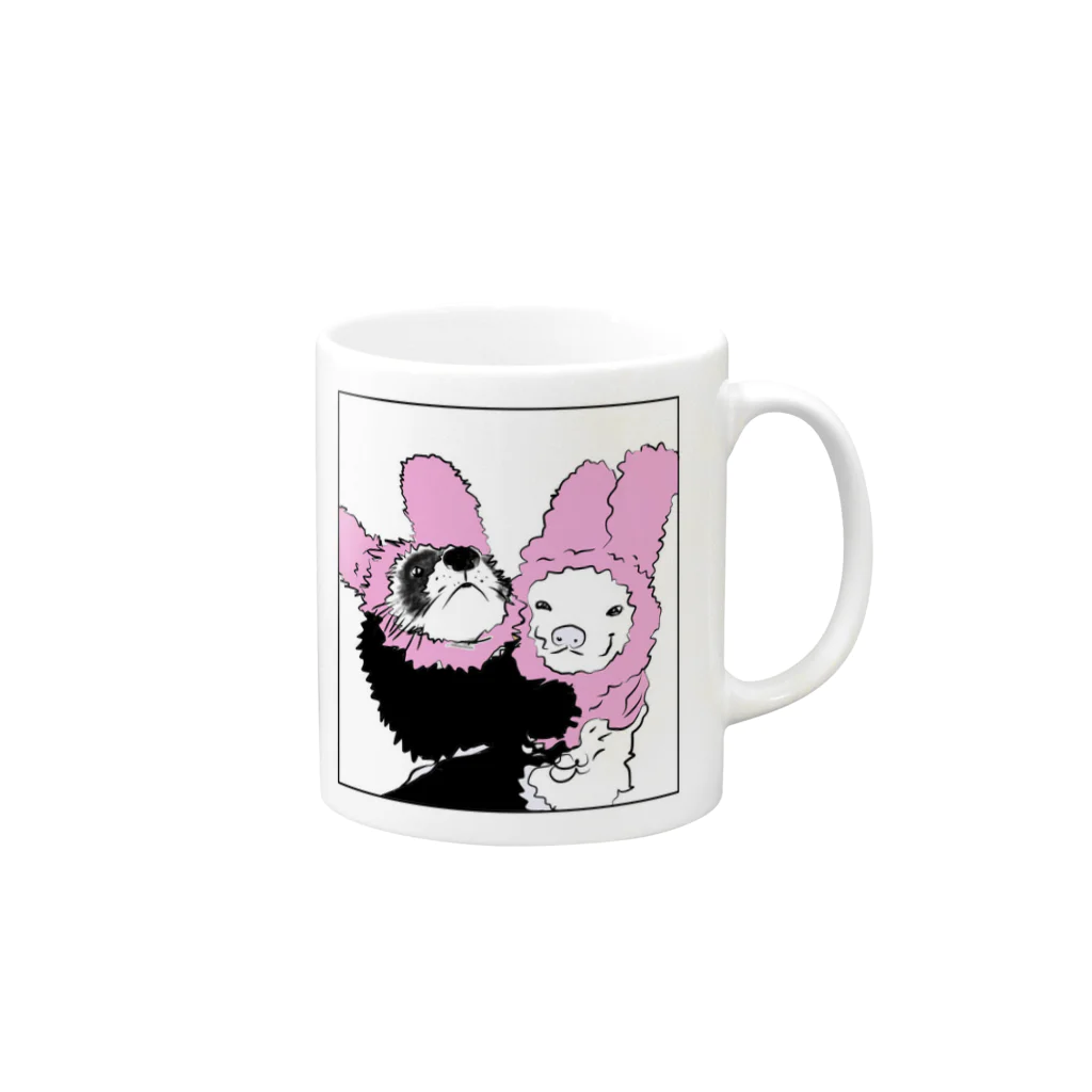 lovely's houseのうさみみperi&mel PINk Mug :right side of the handle