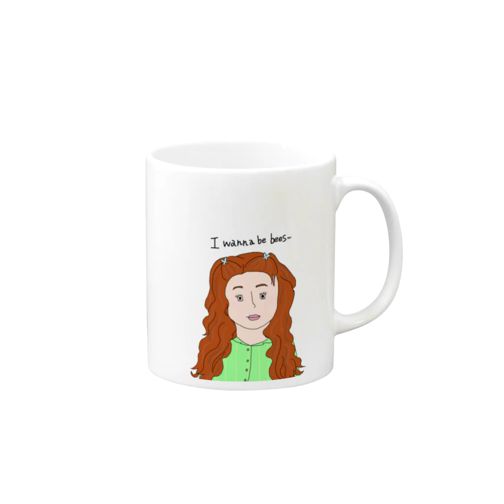 I wanna be beesのOrange hair girl  Mug :right side of the handle