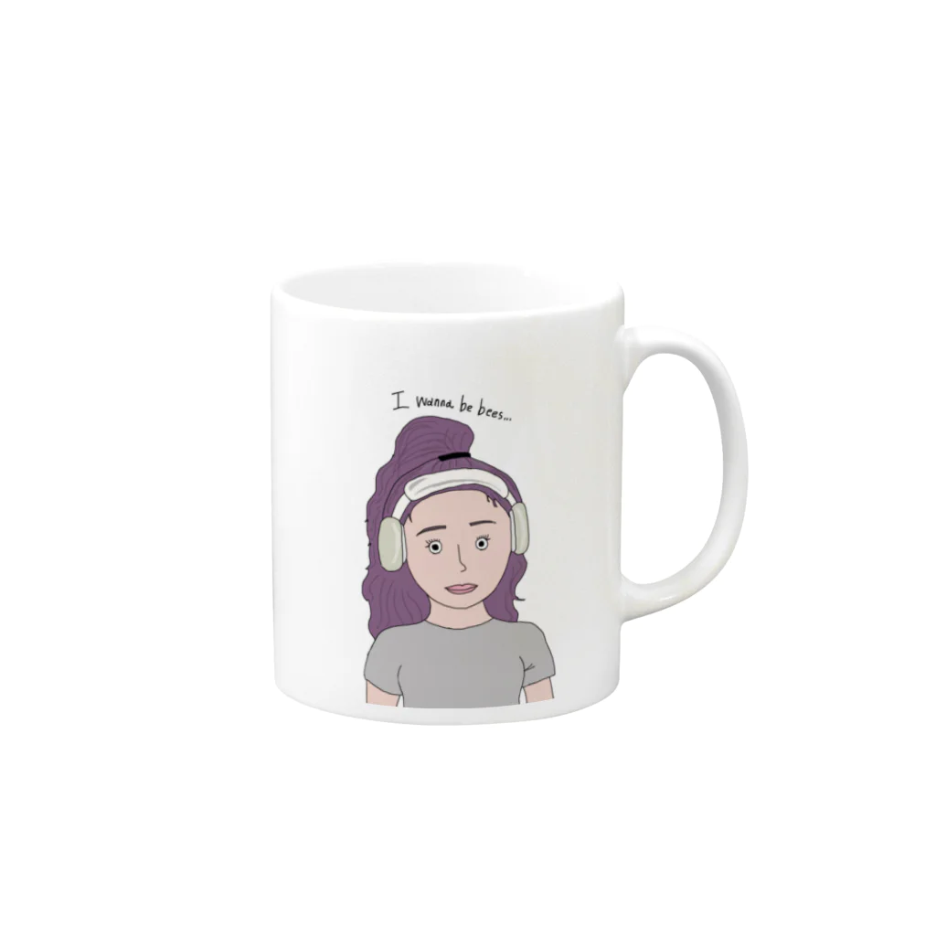 I wanna be beesのPurple hair girl  Mug :right side of the handle