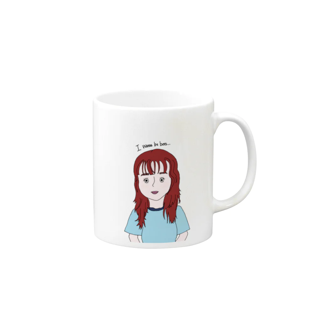 I wanna be beesのRed hair girl  Mug :right side of the handle