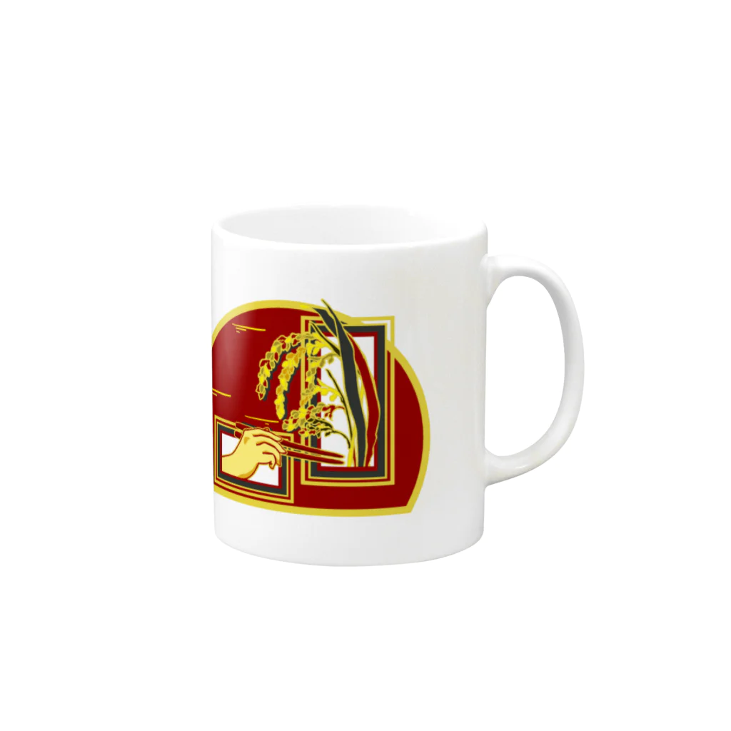 GOODS SHOP【そぞろな小窓】 SUZURI店の【脱穀してからね】 Mug :right side of the handle