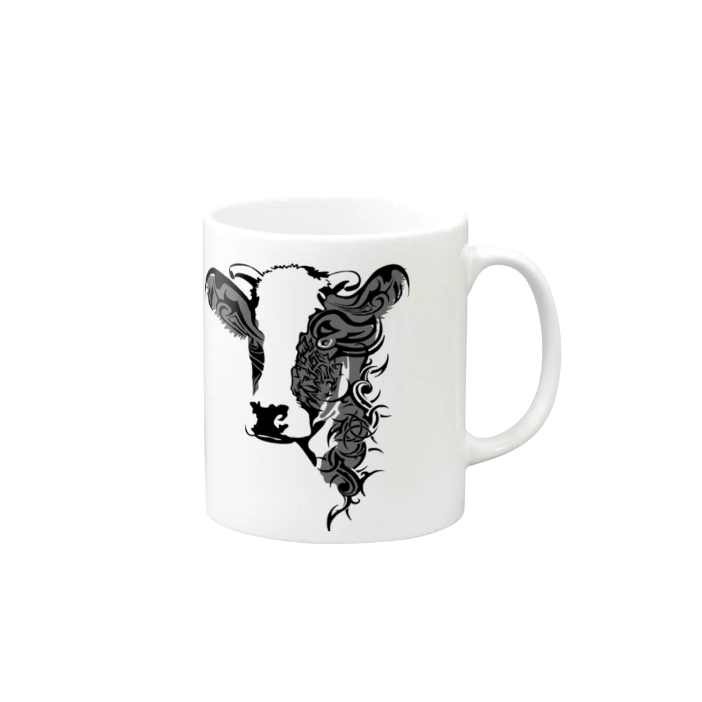 mouthの干支デザイン丑 Mug :right side of the handle