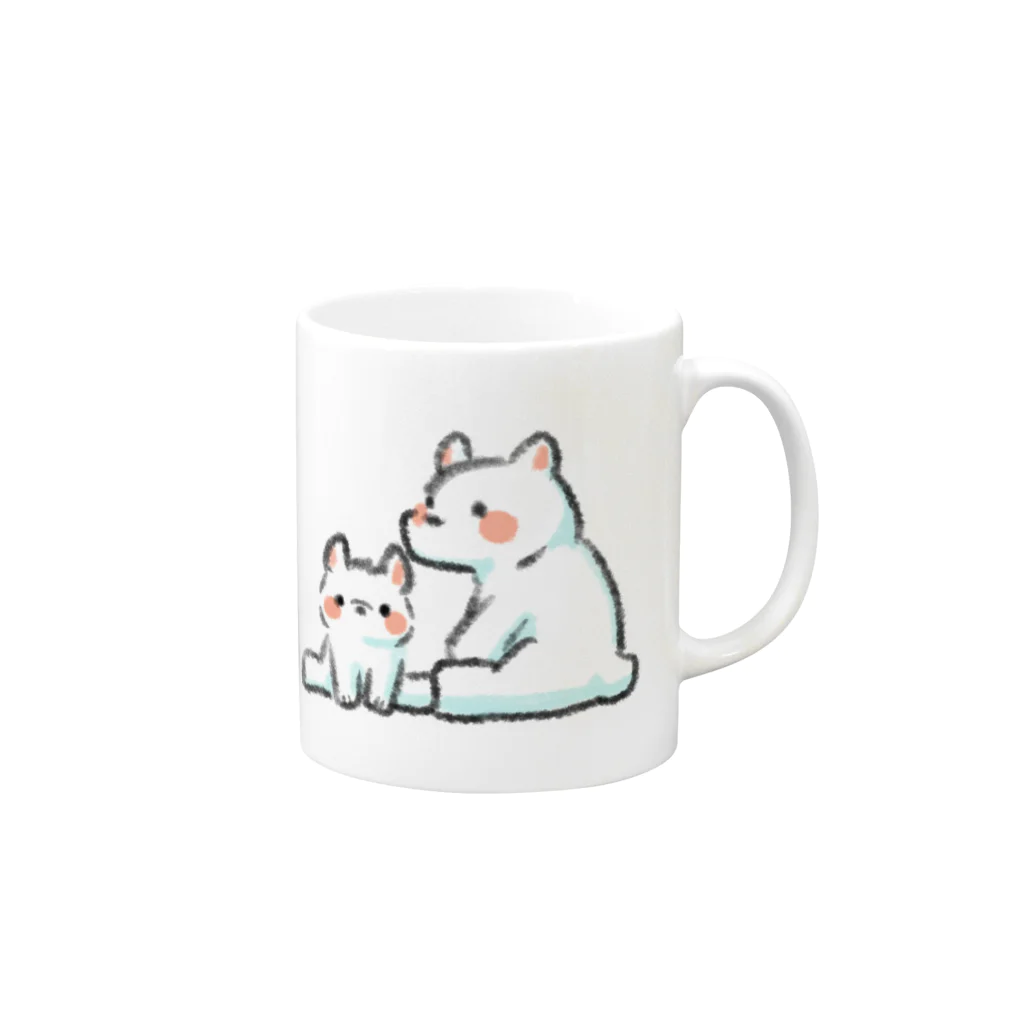 ふわきゅっとのふわふわシロクマ親子 Mug :right side of the handle