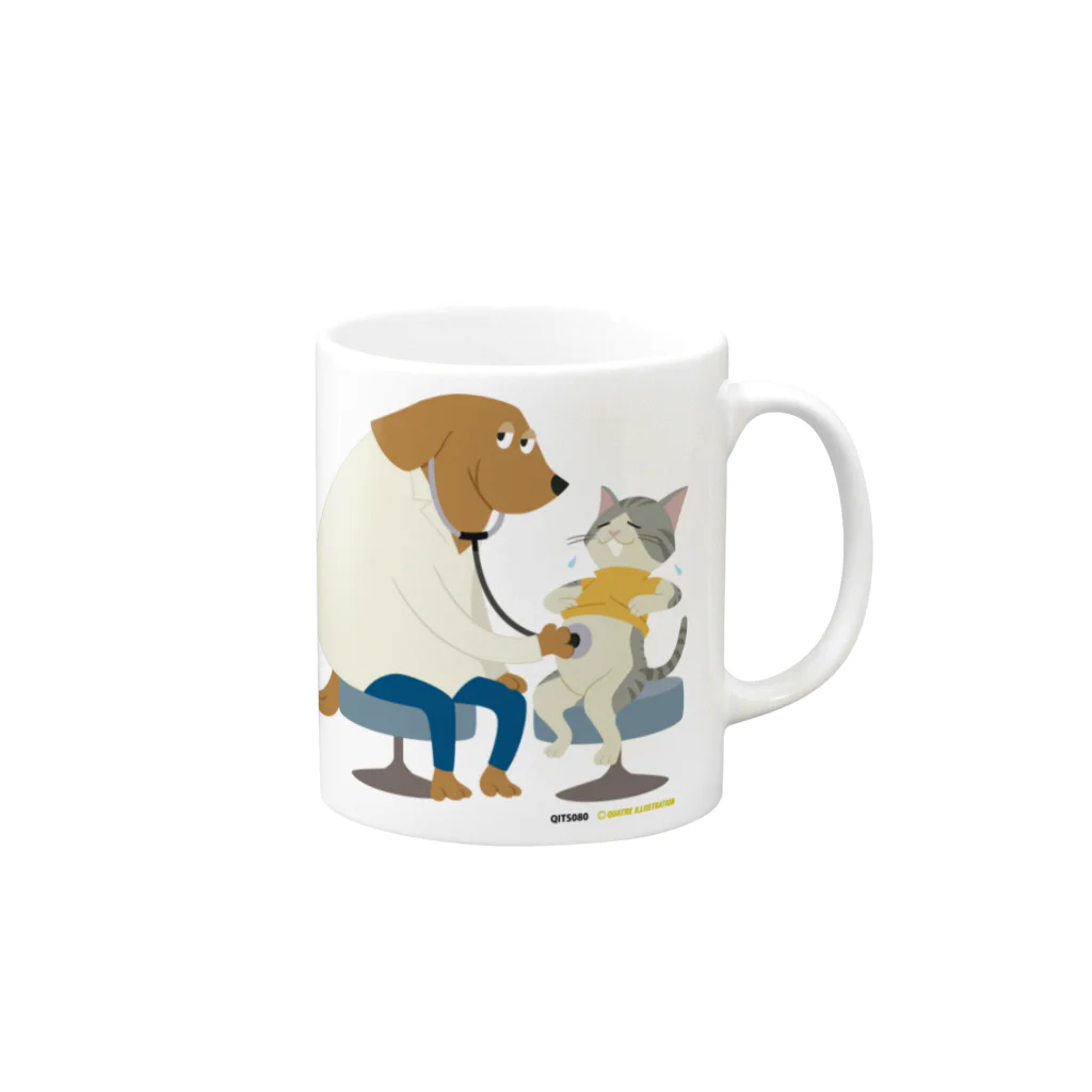 Quatre Illustrationの犬のお医者さん Mug :right side of the handle