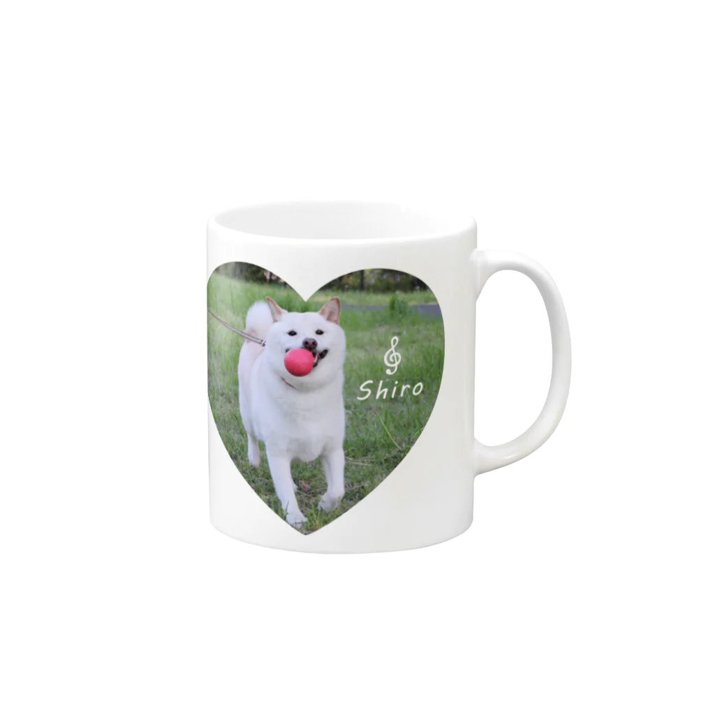 要田詩織のモフShop🐕のシロとフルートマグカップ Mug :right side of the handle