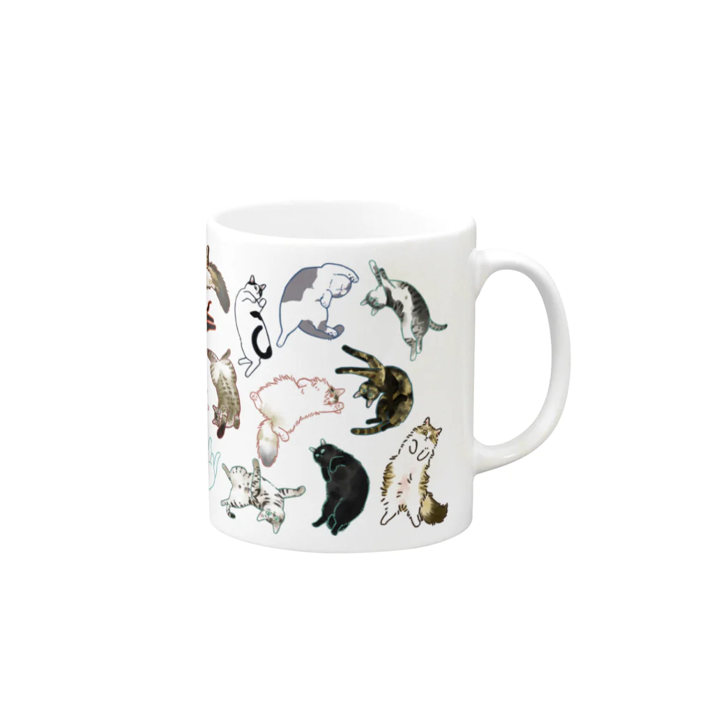 nyansuke_roomのへそ天#3(色付き） Mug :right side of the handle