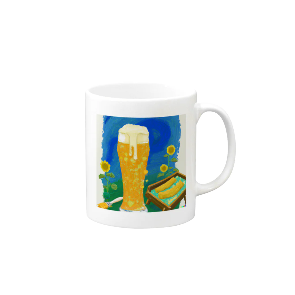 Rex Fitnessのビール（ゴッホ風） Mug :right side of the handle