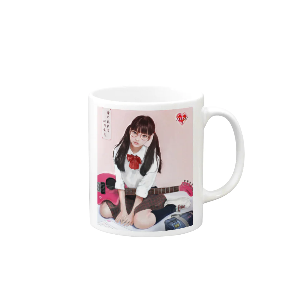 Mahiroshka まひろ朱夏 絵と音楽のギター少女 Mug :right side of the handle