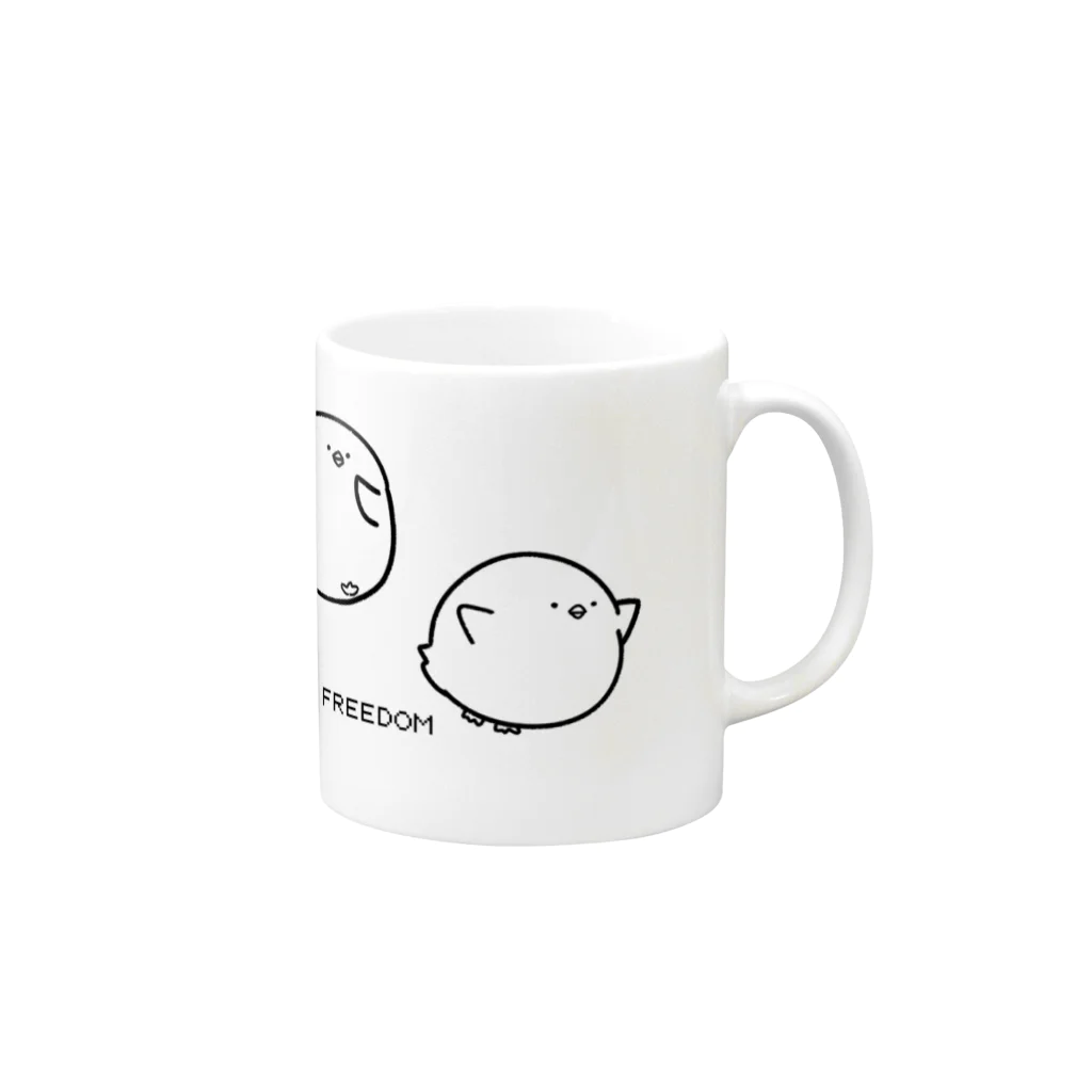 はいとりさんグッズショップの自由なはいとりさん Mug :right side of the handle