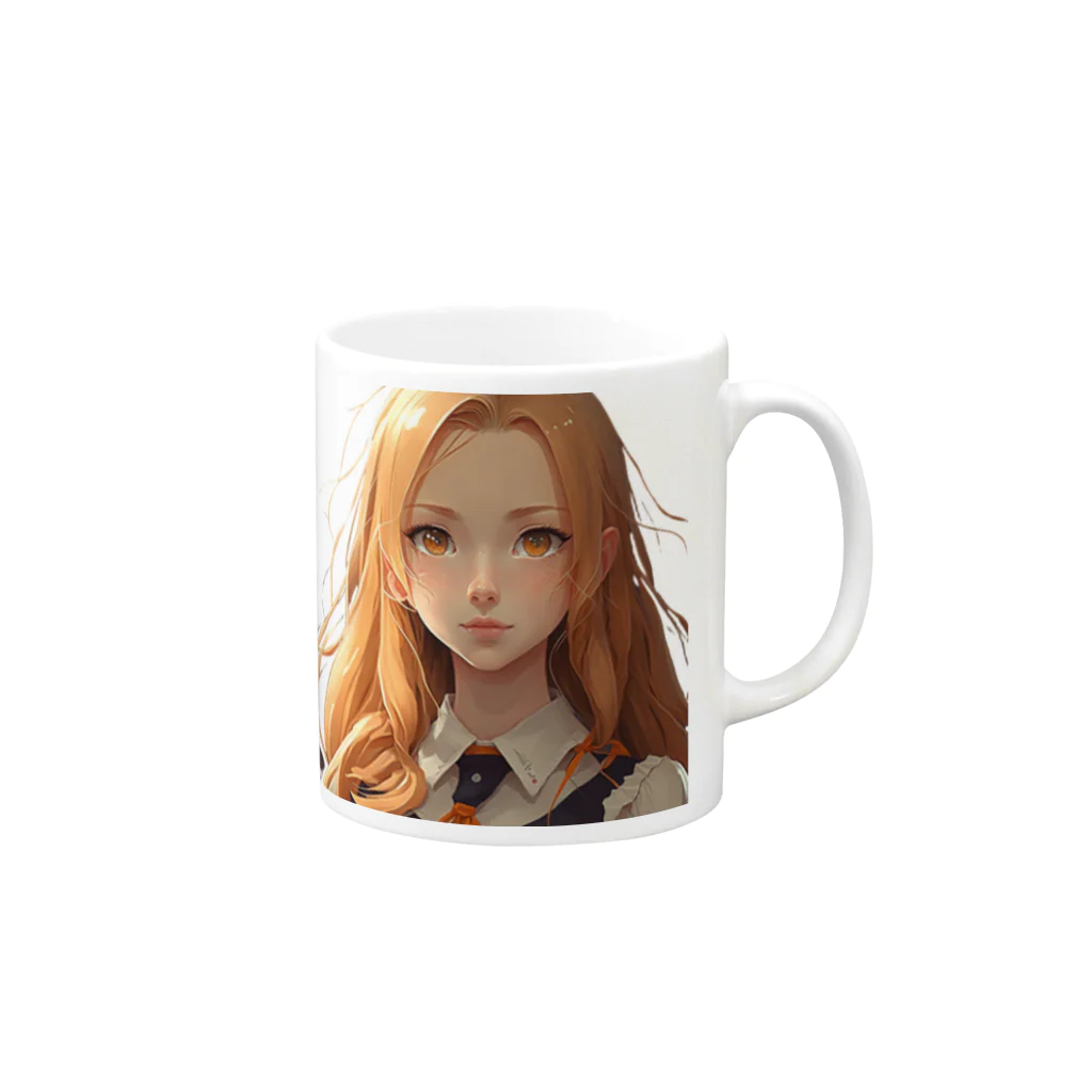 AI かわいい娘アート（専門）ElvenのAI 美少女　まどかちゃん　グッズ Mug :right side of the handle