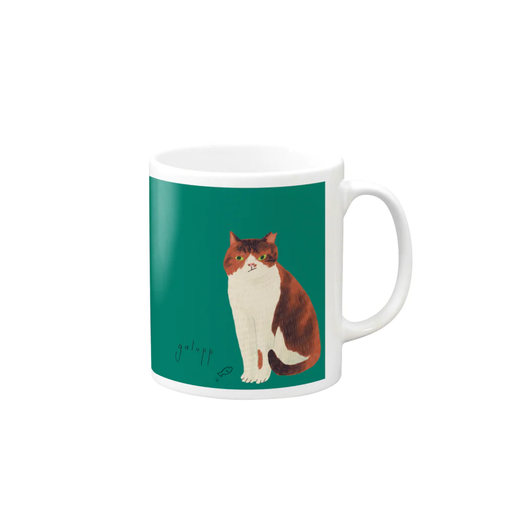 ネコノートショップ（neco-note shop）のギャロップ（ねこひげハウス） Mug :right side of the handle