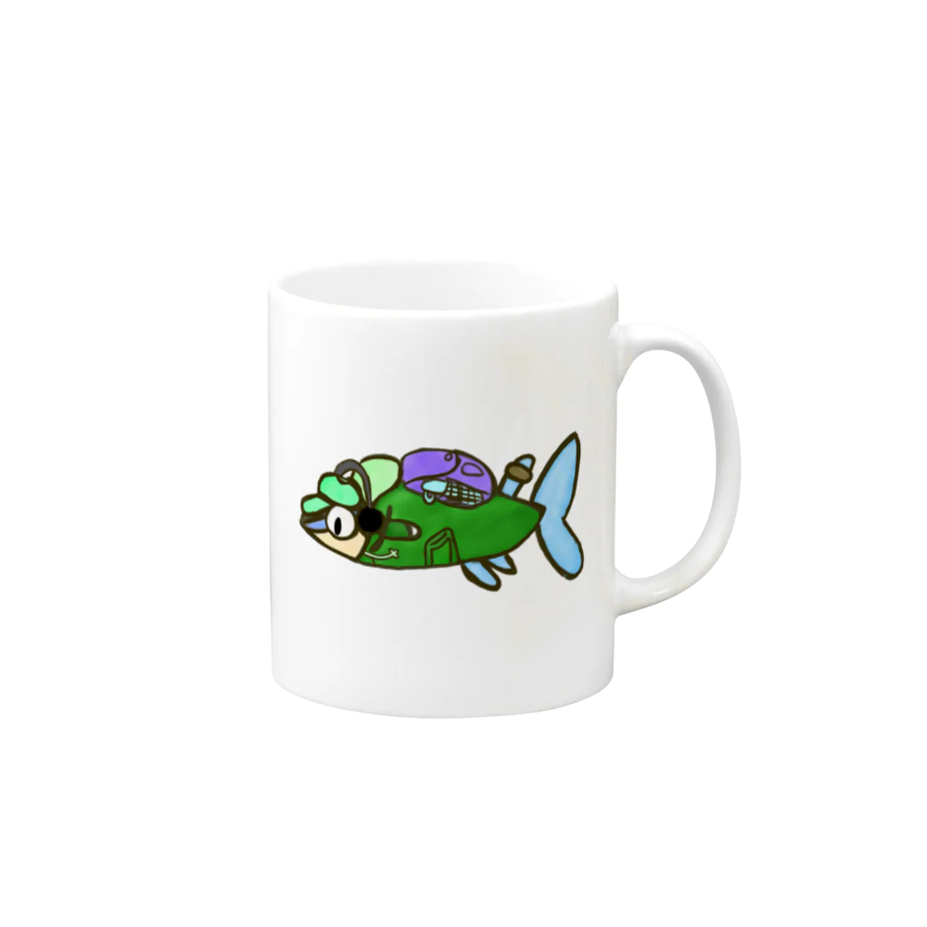 motchie's Shopのグリーンネオンくん Mug :right side of the handle