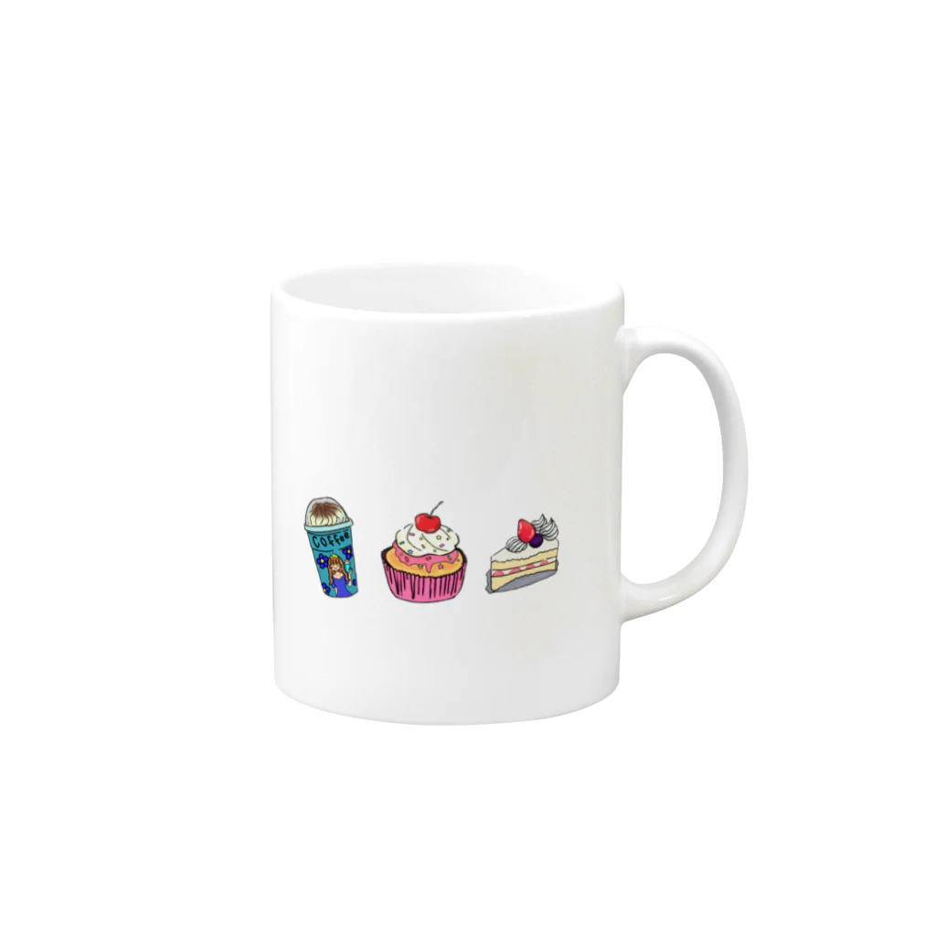 なこちゆるキャラショップのスイーツ シンプル背景 Mug :right side of the handle