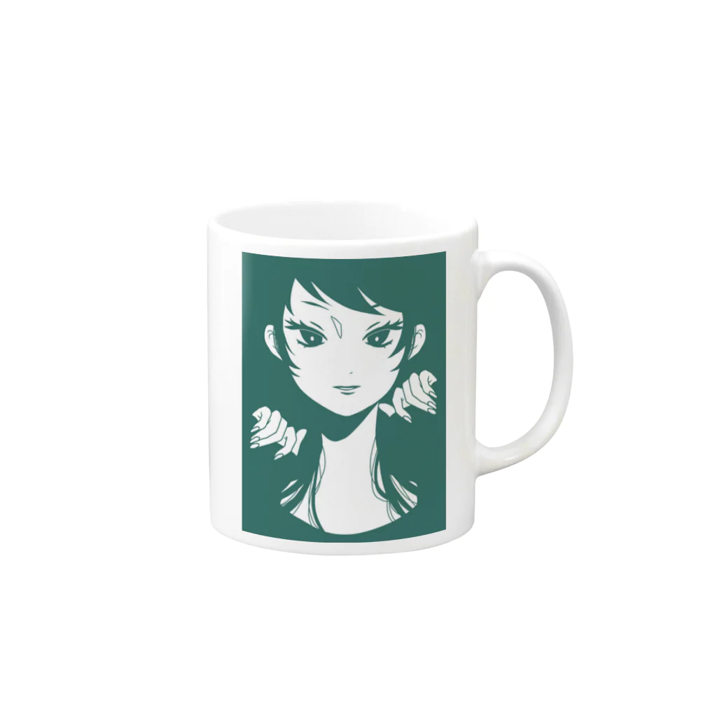 ねむ吉屋のつり目の女の子 Mug :right side of the handle