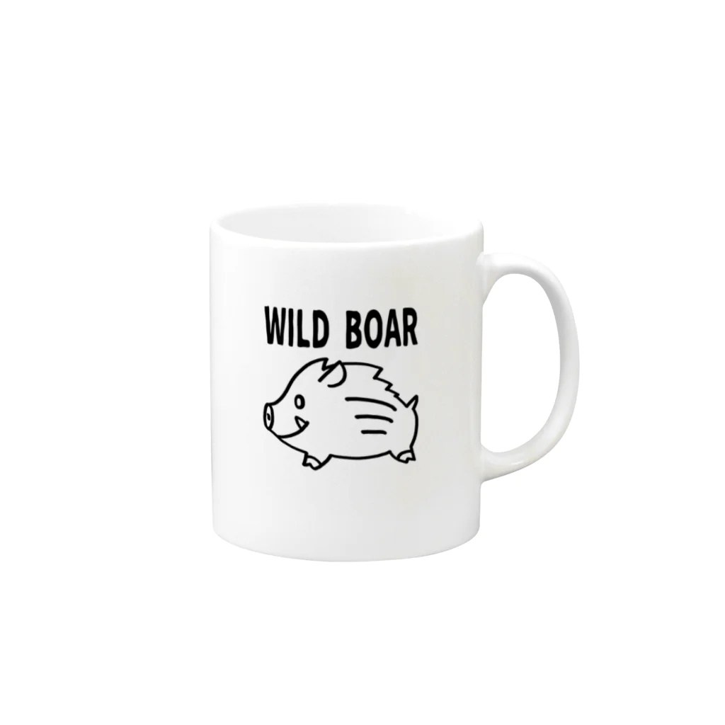 イノシシライフ INOsisiLIFEの「WILD BOAR」(黒線) マグカップの取っ手の右面