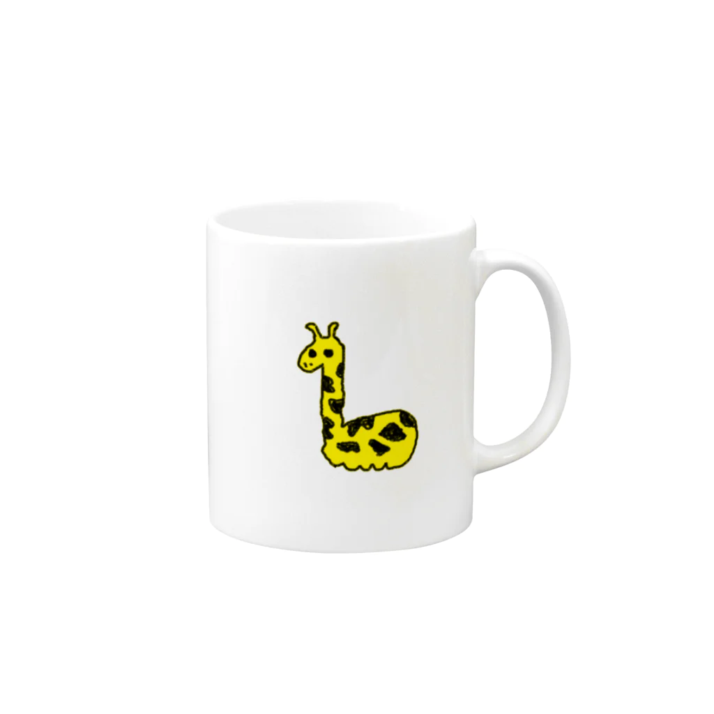 なかにしゲームス公式グッズ屋さんのなかにしが描いたキリンの絵 Mug :right side of the handle