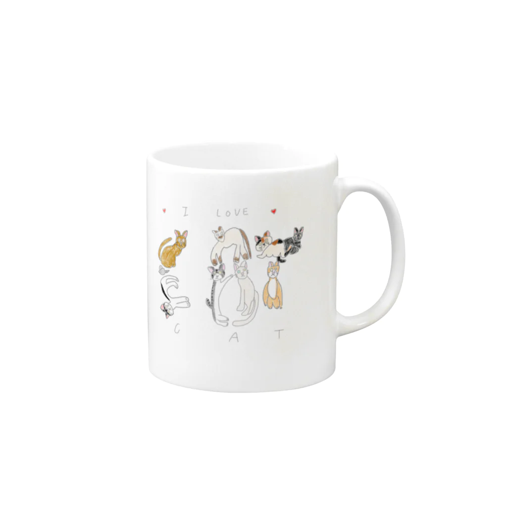 缶詰めmarketのI LOVE CAT Mug :right side of the handle