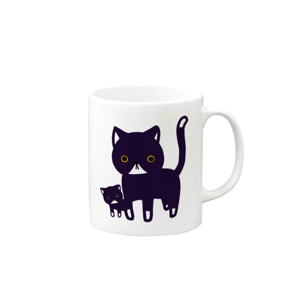 のほほん屋のねこのおやこ Mug :right side of the handle