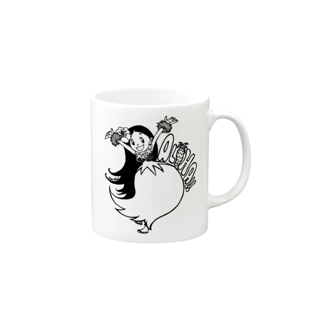 アヲイロザッカテンbyマユミーヌのフラガールAloha(黒Line) Mug :right side of the handle