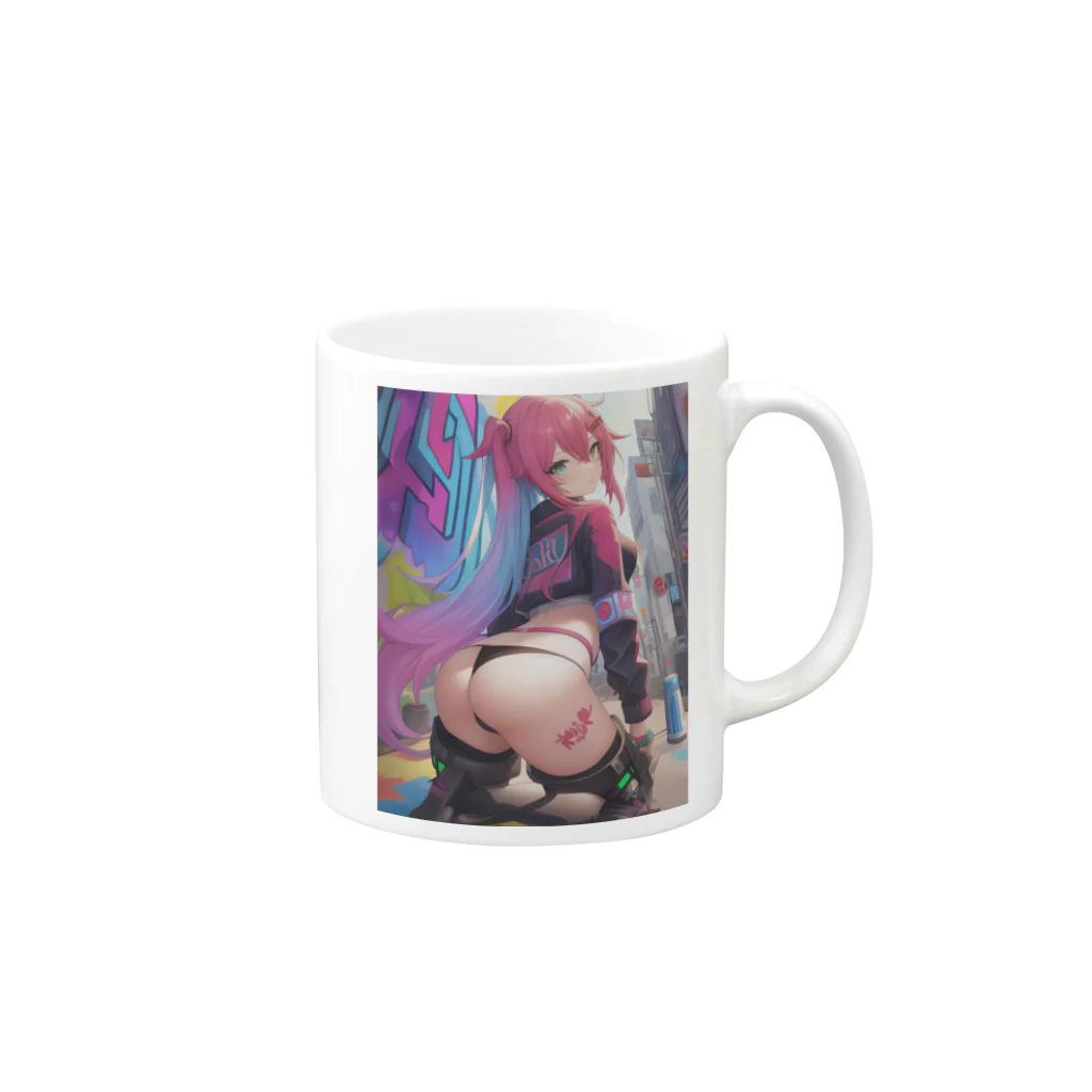 ユニ姫（個人販売）のツンデレ女の桃尻 Mug :right side of the handle