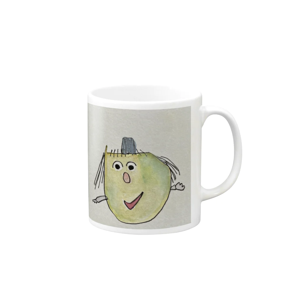 えんどうの25年前に描いたぱぱとまま Mug :right side of the handle