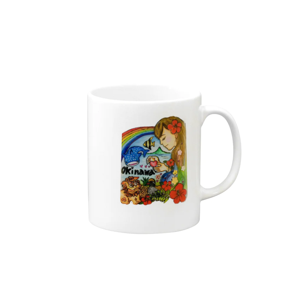 イラスト工房ちむどんどんの沖縄の海 Mug :right side of the handle