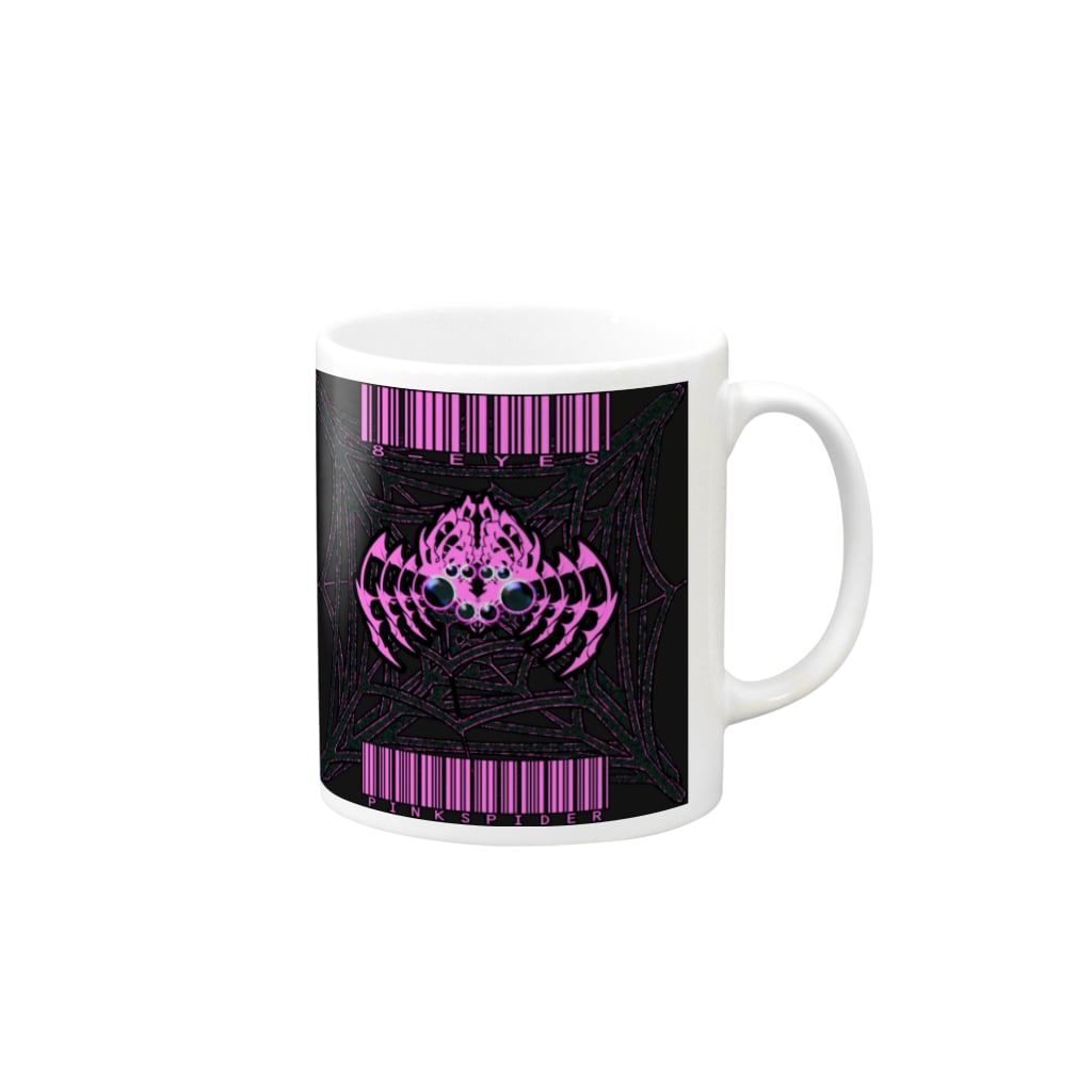 Ａ’ｚｗｏｒｋＳの8-EYES PINKSPIDER BLK Mug :right side of the handle