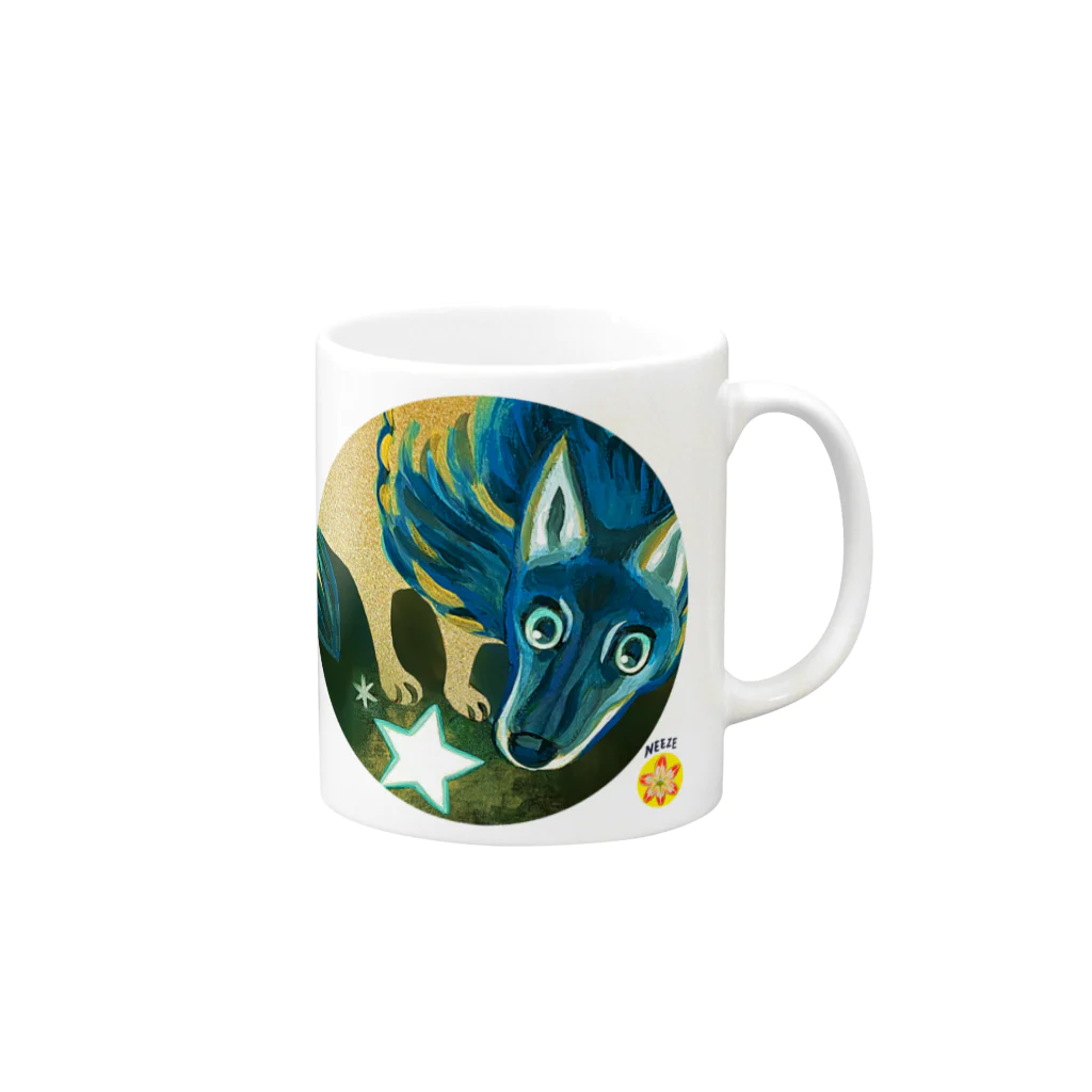 NEEZE(ネーズ)の星屑のオオカミ Mug :right side of the handle