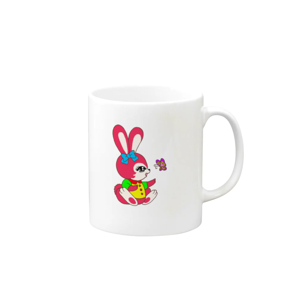 えなのレトロ堂の昭和レトロ　うさぎちゃん Mug :right side of the handle