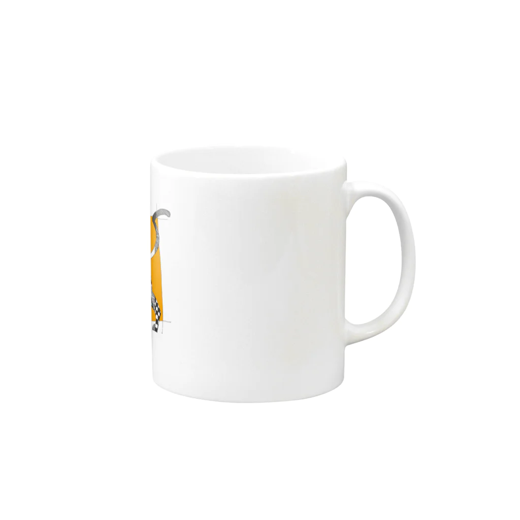 都会のぷらなりあ  officialのねこマグカップ -orange Mug :right side of the handle