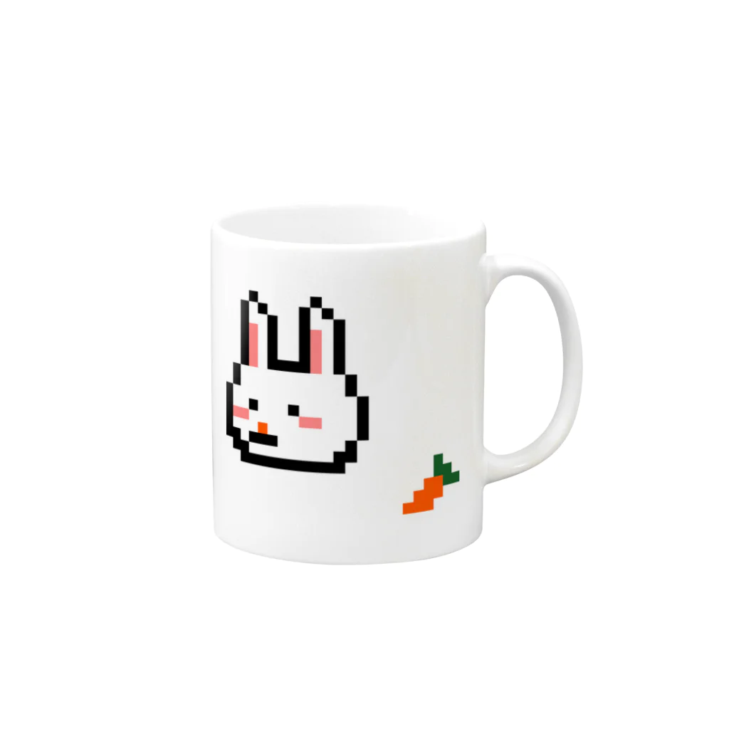 SNOW_DROPのうさぎ年のうさぎはニンジン食べる Mug :right side of the handle