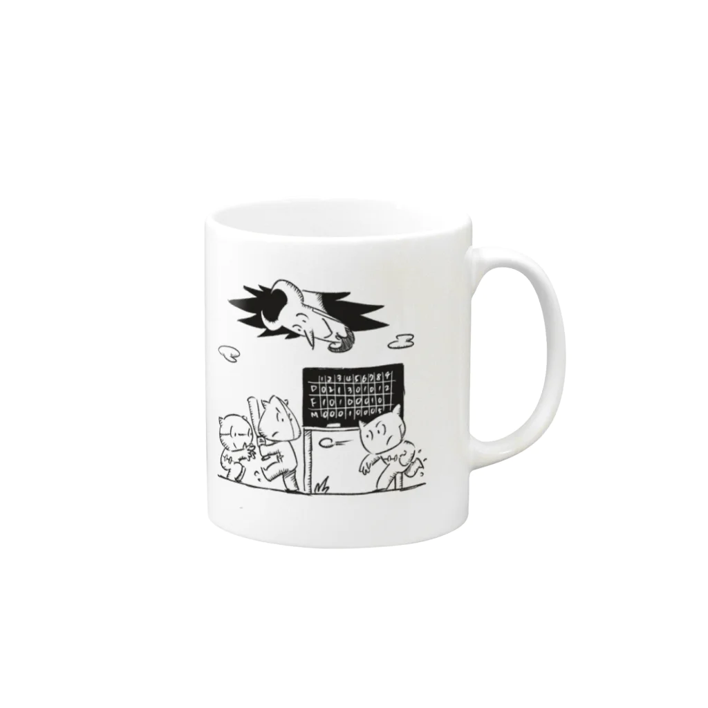 3D1のデボ・フルフル・ムルムルの野球（白黒） Mug :right side of the handle