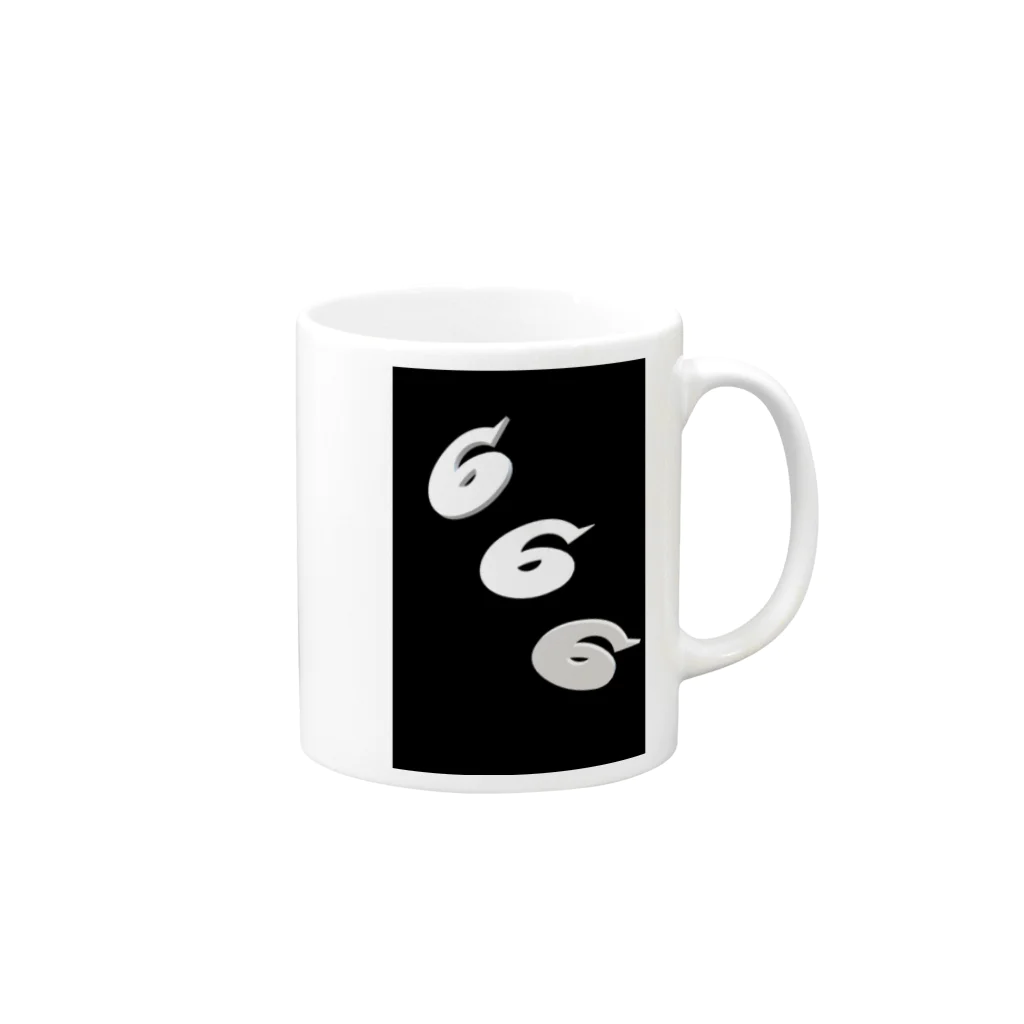 はっぴーのtriple6white Mug :right side of the handle