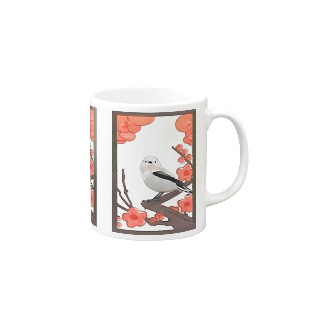 Red & Brack の梅に島柄長(透) Mug :right side of the handle