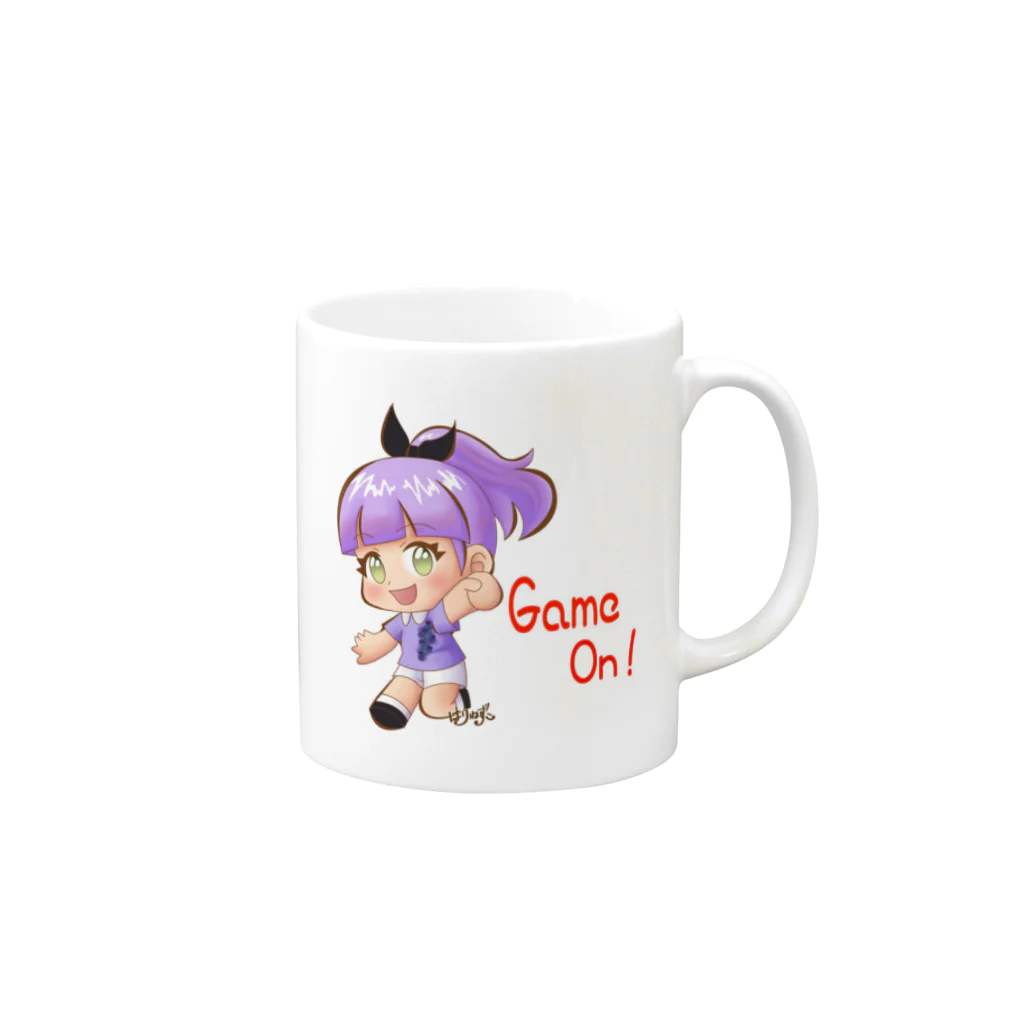 はりねずこのイラストのダーツ女子マリちゃんGame On! Mug :right side of the handle