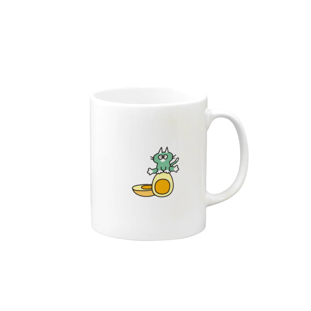 jamojamoのにたまごにゃんこ Mug :right side of the handle