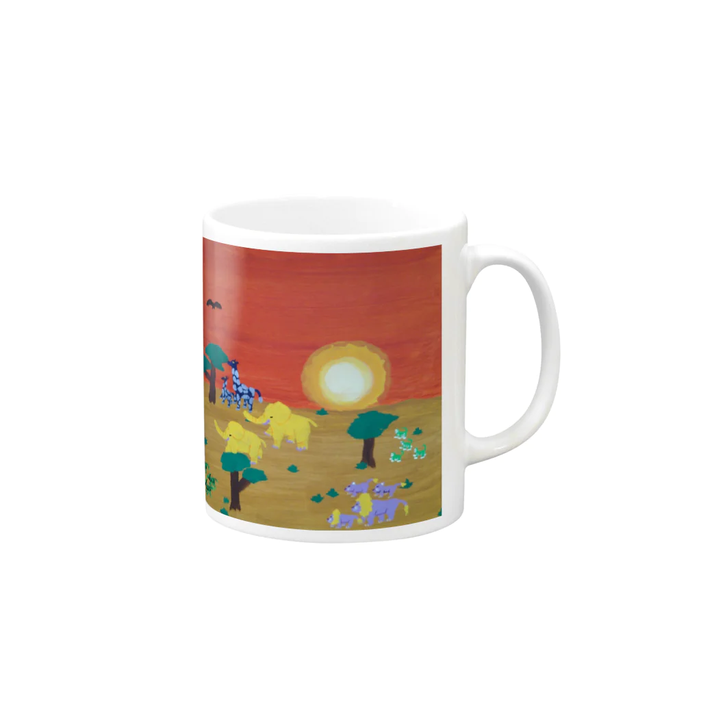 kammosquitoのカムくんのサバンナの動物たち Mug :right side of the handle