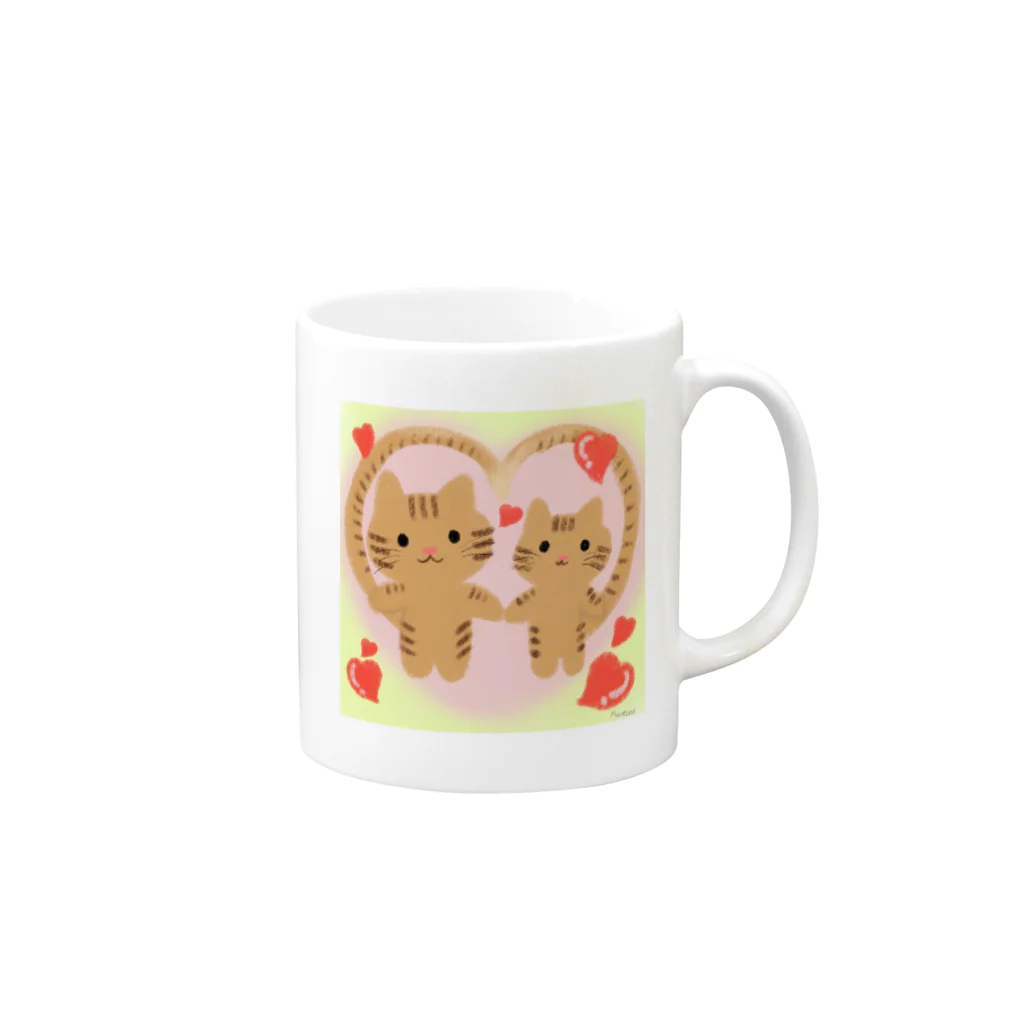 Muucunn のとらねこ‘ズ Mug :right side of the handle