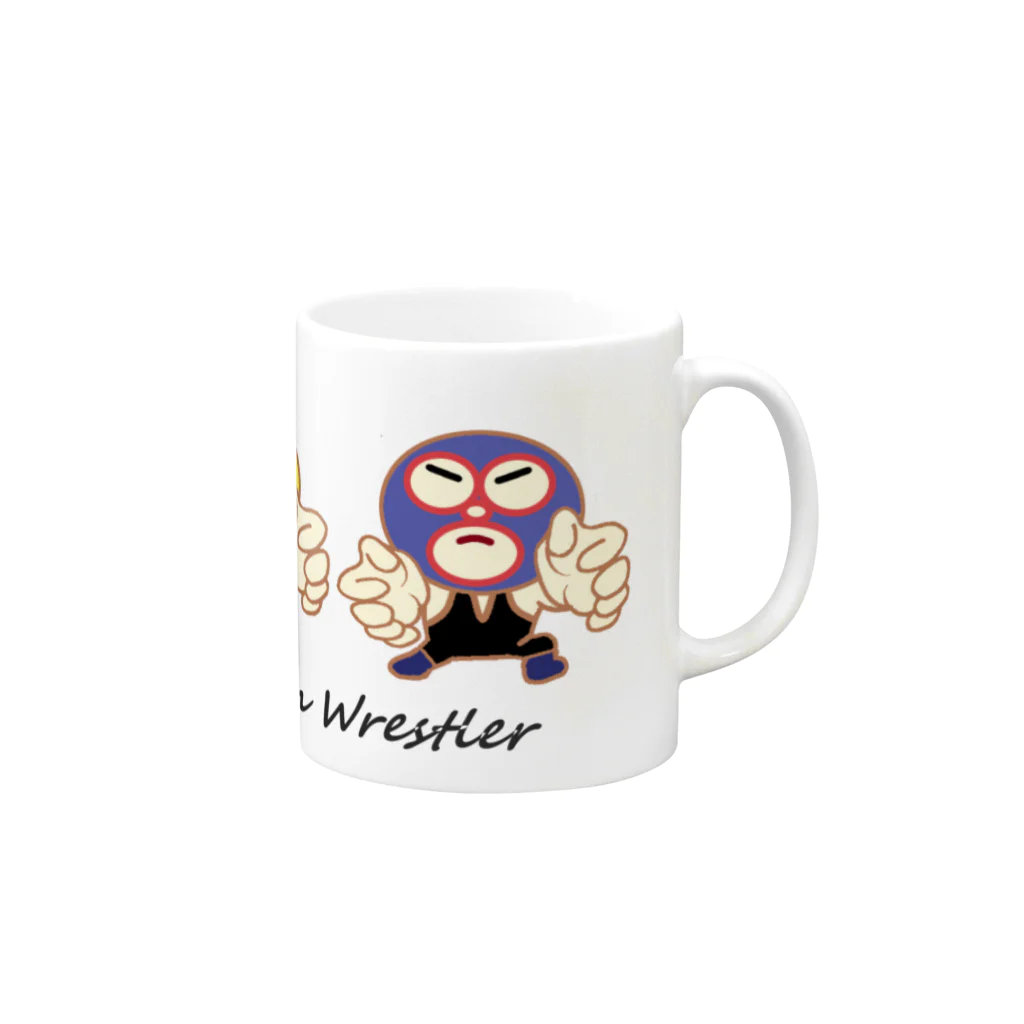 ぴぃまんの、たぶんお店のTabun Fukumen Wrestler Mug :right side of the handle