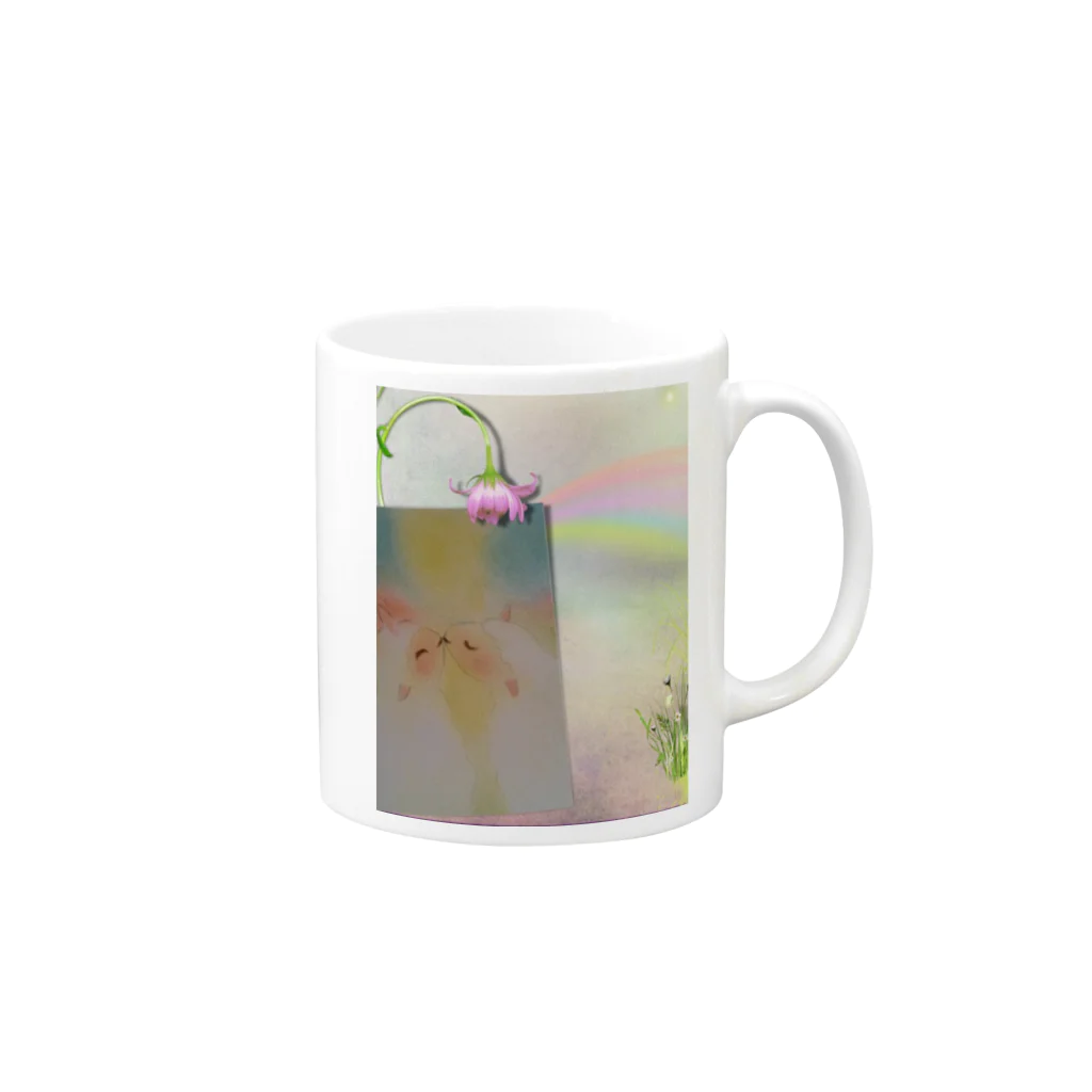 flower_millのひつじのカップル　 Mug :right side of the handle